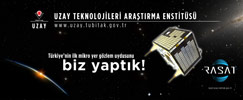 RASAT&rsquo;ı taşıyan aracın &uuml;zerindeki "biz yaptık" bigilendirme g&ouml;rseli.